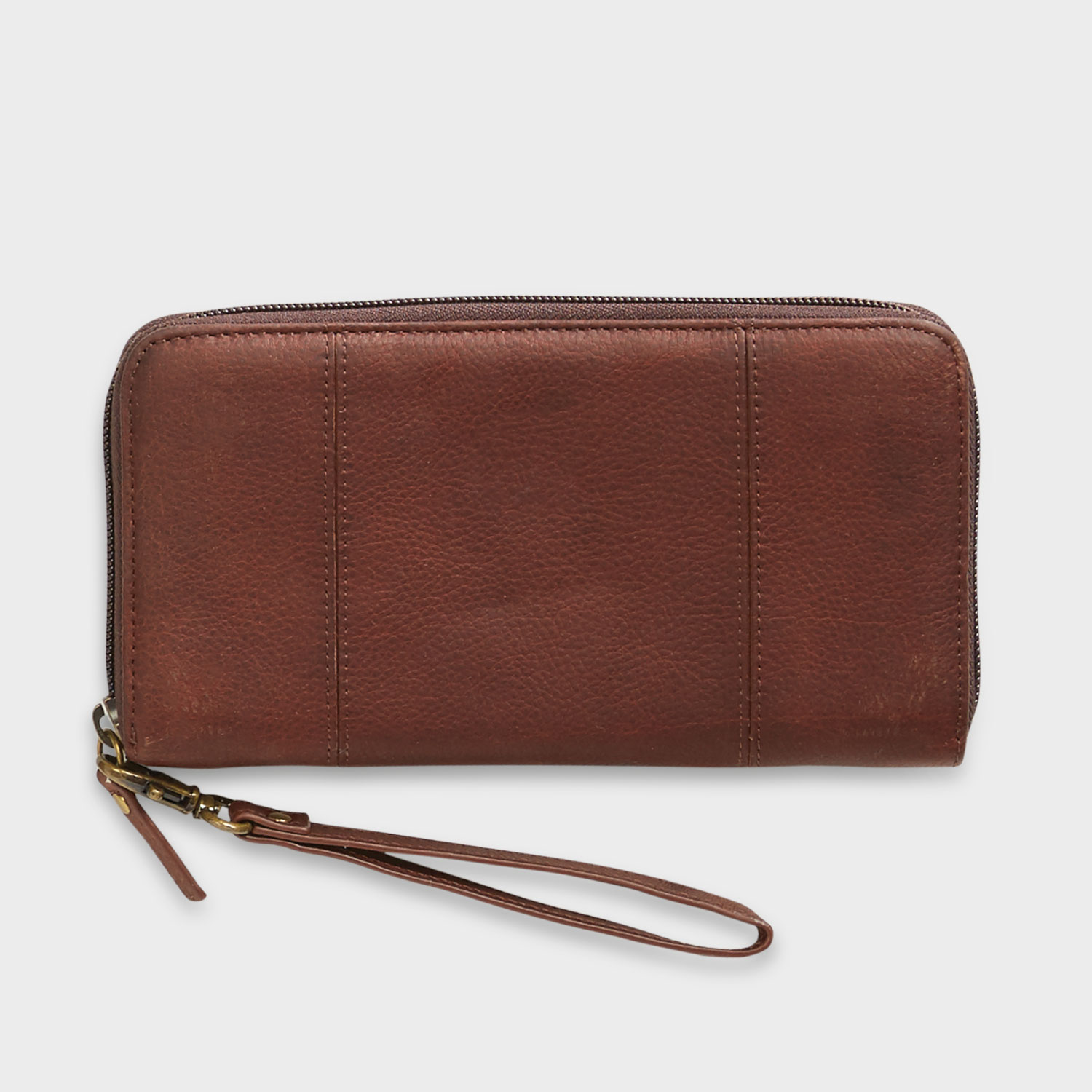 Lifetime Leather Large Zip Wallet (Brown)