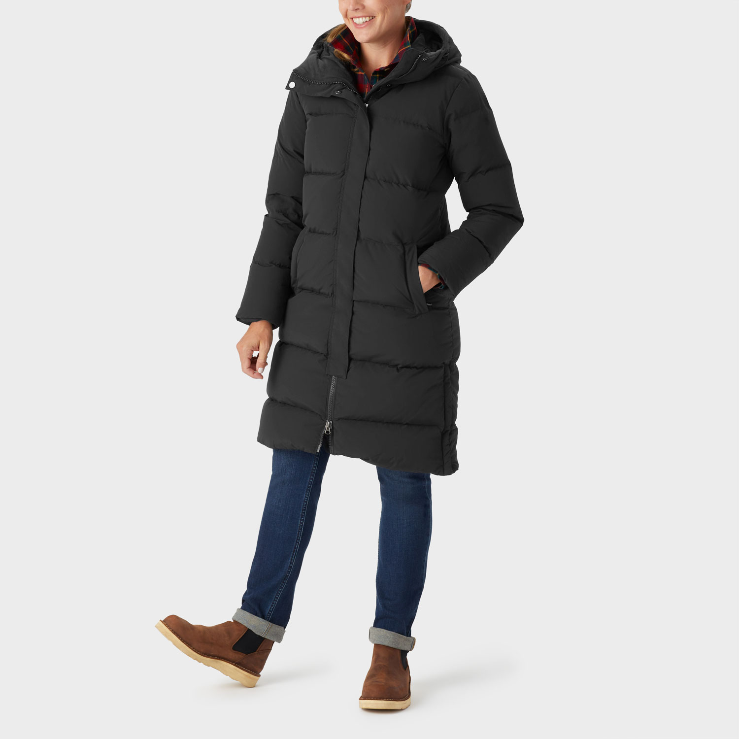 Women's Ruffer Puffer Arctic Down Long Coat, 57609 (Black)
